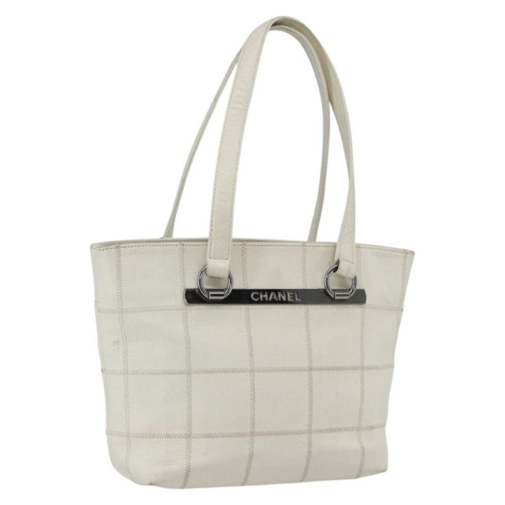 Chanel Square Stitch Tote Quilted Leather White Leather Tote Bag Bag